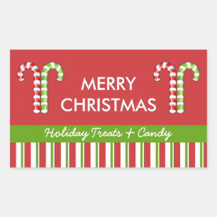 Candy Canes red green Candy Gift Jar Label