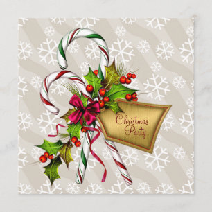 Candy Canes Snowflakes Corporate Christmas Party Invitation