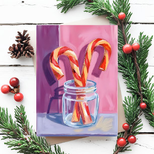 Candy Canes Vintage Christmas Holiday Card