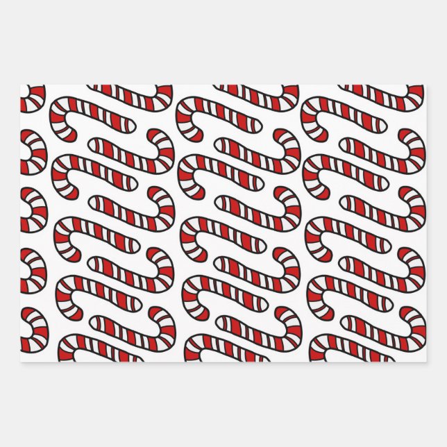 Candy Canes Wrapping Paper Sheet (Front)