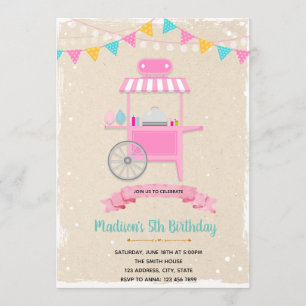 Candy cart theme invitation
