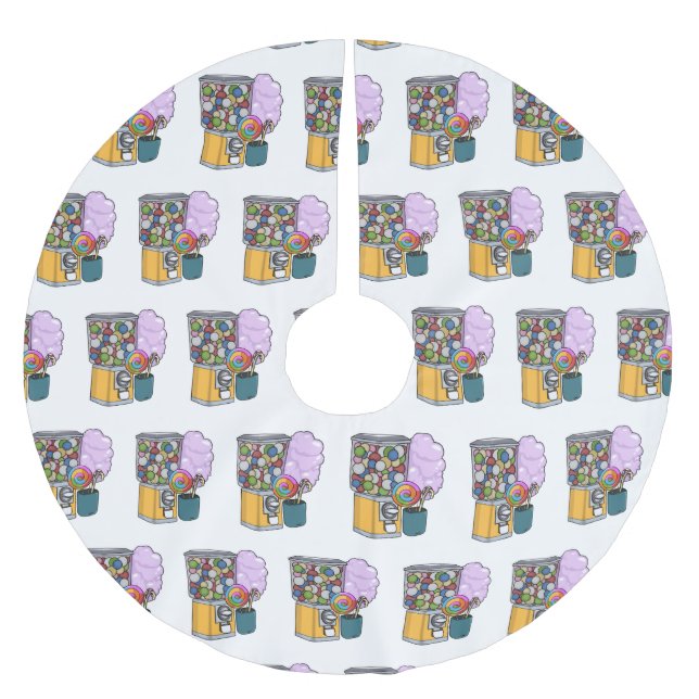 Candy cartoon illustration  brushed polyester tree skirt (Front)