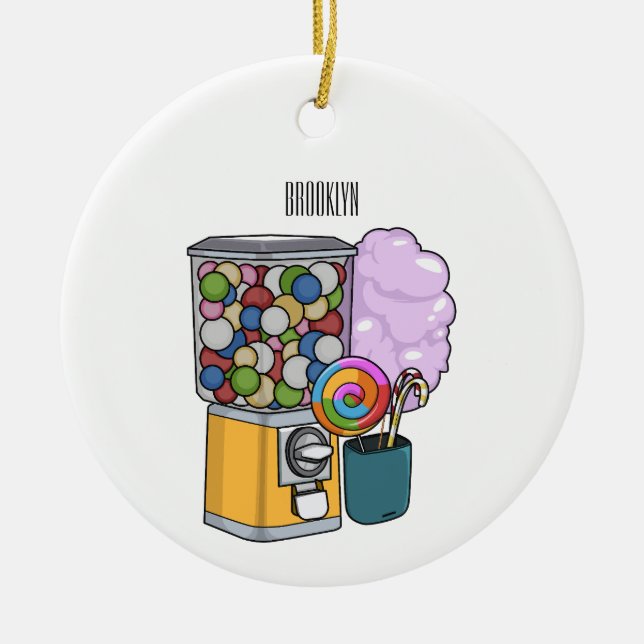 Candy cartoon illustration ceramic tree decoration (Front)