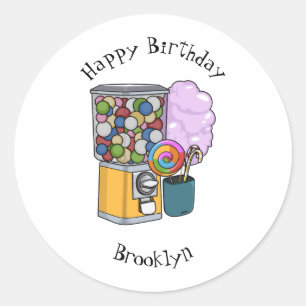 Candy cartoon illustration classic round sticker