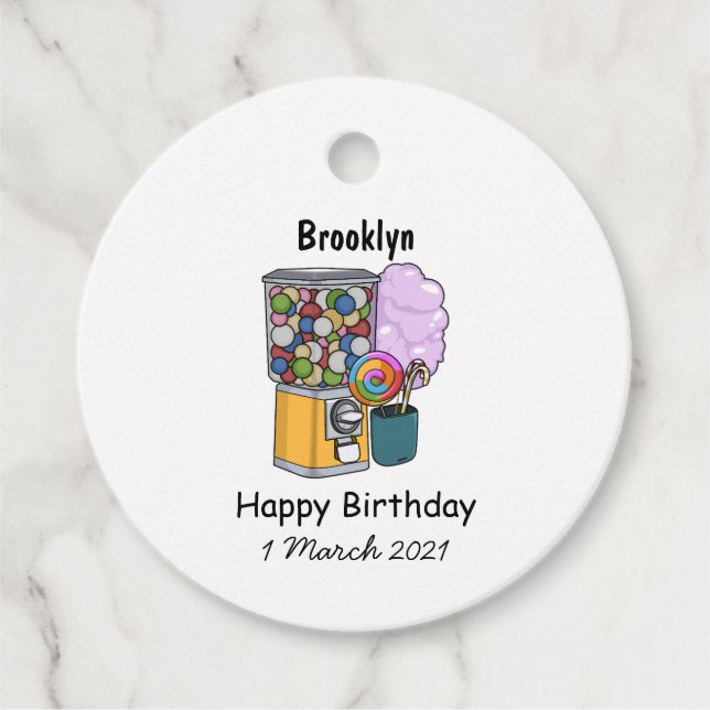 Candy cartoon illustration  favour tags (Front)