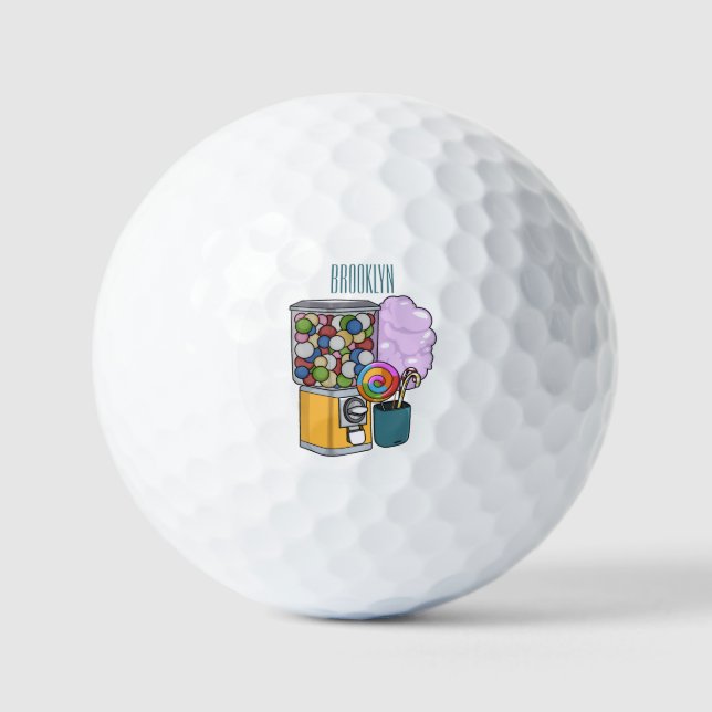 Candy cartoon illustration  golf balls (Front)