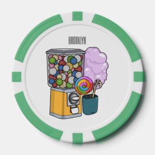 Candy cartoon illustration poker chips