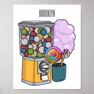 Candy cartoon illustration poster