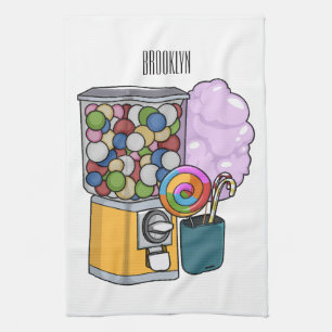 Candy cartoon illustration tea towel