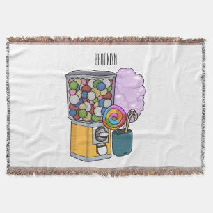 Candy cartoon illustration throw blanket