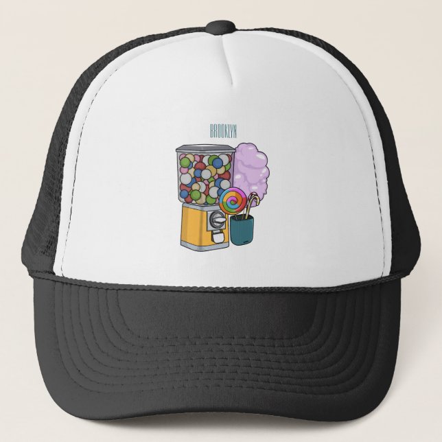 Candy cartoon illustration trucker hat (Front)