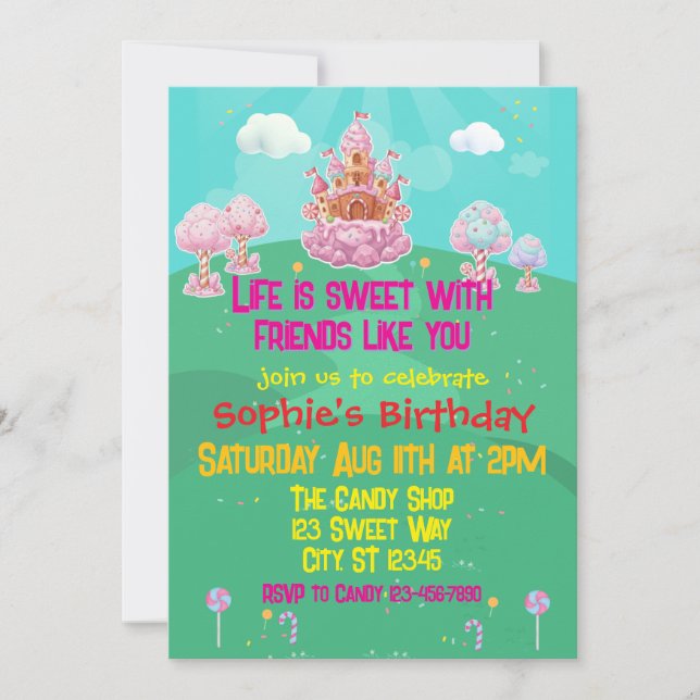 Candy Castle birthday  Invitation (Front)