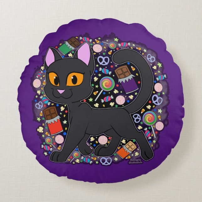 Candy Cat Round Cushion (Front)