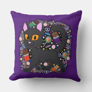 Candy Cat Throw Pillow