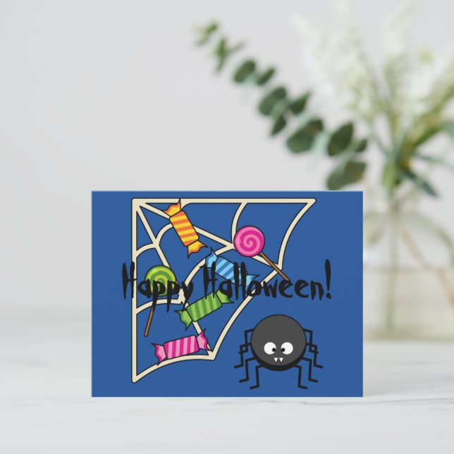 Candy Catcher Spider | Add own Text Holiday Postcard (Standing Front)