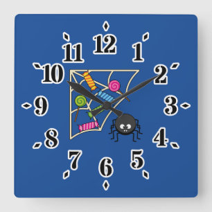 Candy Catcher Spider Square Wall Clock