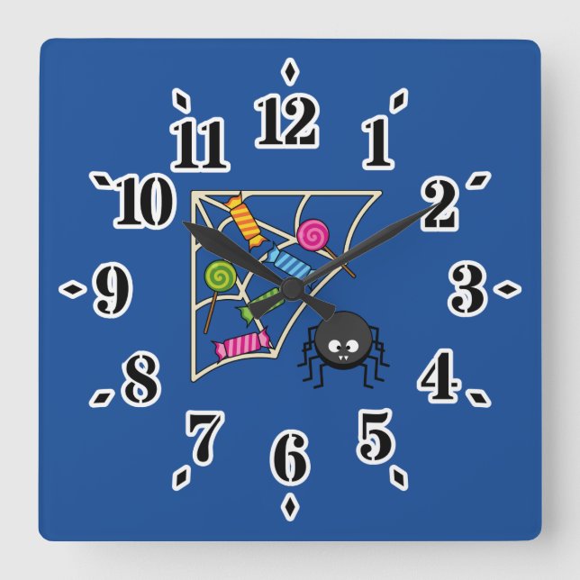 Candy Catcher Spider Square Wall Clock (Front)