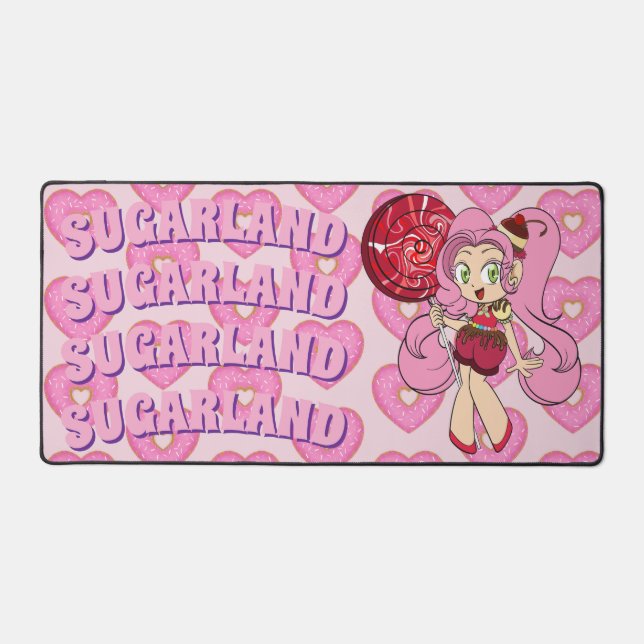 Candy Chibi with Heart-Shaped Dounts Desk Mat (Front)