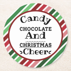 Candy Chocolate and Christmas Cheer Round Paper Coaster