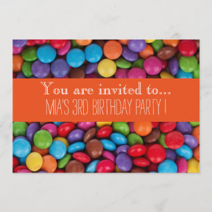 Candy chocolate kid's birthday party invitation
