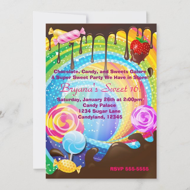 Candy Chocolate Teenage Dream Land Sweet Invite (Front)