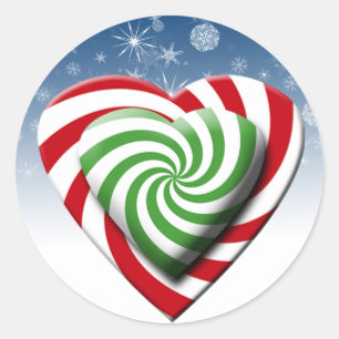 Candy Christmas Hearts Holiday Cards Seals