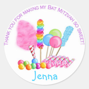 Candy Circus Stickers- Bat Mitzvah Classic Round Sticker