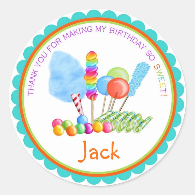 Candy Circus Stickers- boy colours Classic Round Sticker (Front)
