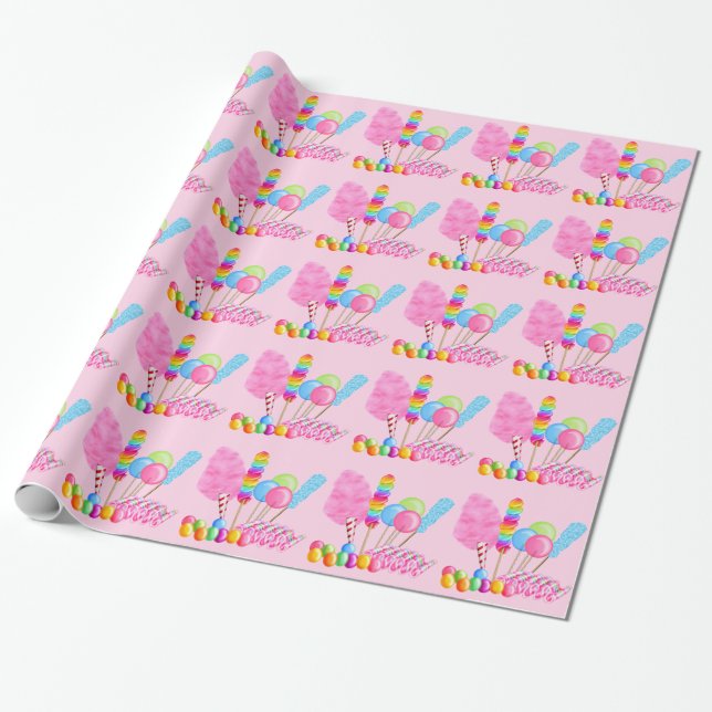 Candy Circus wrapping paper- light pink Paper (Unrolled)