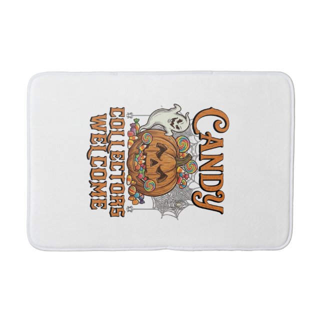 Candy Collectors Welcome Pumpkin Ghost Spider Web Bath Mat (Front)