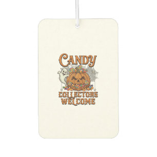Candy Collectors Welcome Pumpkin Ghost Spider Web Car Air Freshener