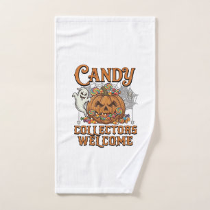 Candy Collectors Welcome Pumpkin Ghost Spider Web Hand Towel