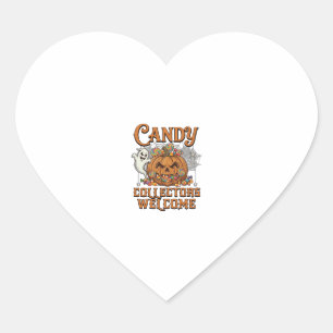 Candy Collectors Welcome Pumpkin Ghost Spider Web Heart Sticker