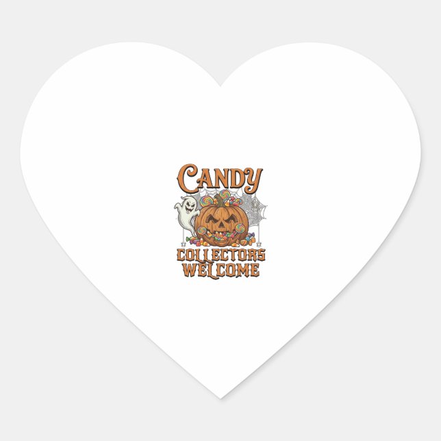Candy Collectors Welcome Pumpkin Ghost Spider Web Heart Sticker (Front)