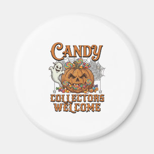 Candy Collectors Welcome Pumpkin Ghost Spider Web Magnet
