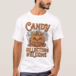 Candy Collectors Welcome Pumpkin Ghost Spider Web T-Shirt