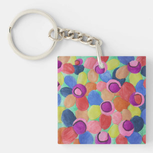Candy Colored Flowers Acrylic Key Ring