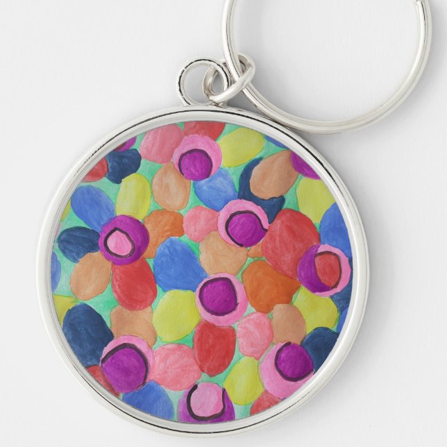 Candy Colored Flowers Key Ring (Front)