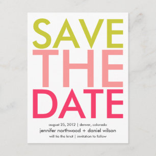 Candy Colors Green & Pink Save the Date