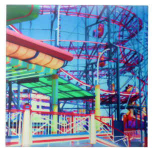 Candy Coloured Vintage Rollercoaster Tile