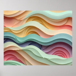 Candy Coloured Wavy Stripes Poster