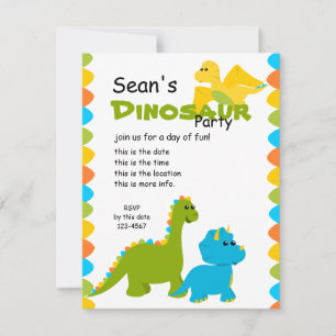Candy Colours Dino Invitation