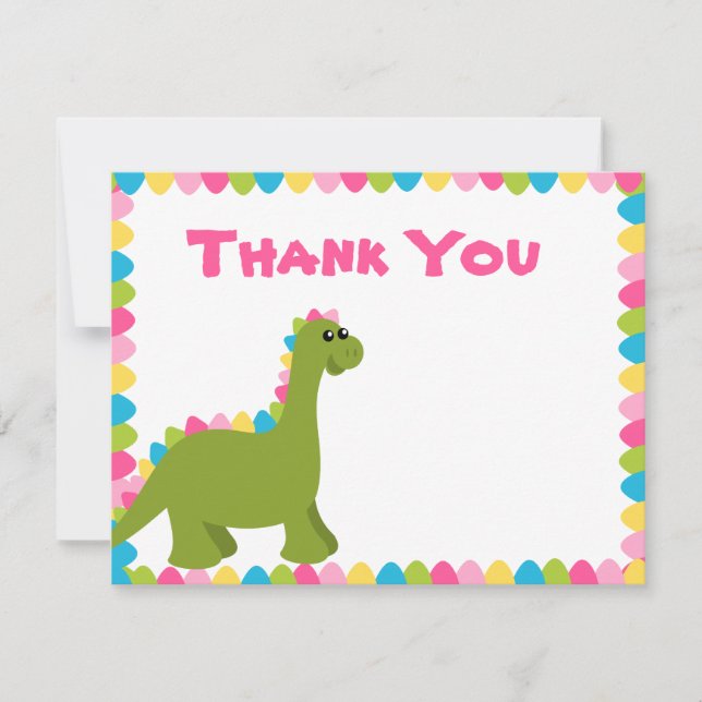 Candy Colours Dino Thank You Card (Front)