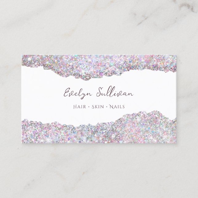 candy colours glitter on white business card (Front)