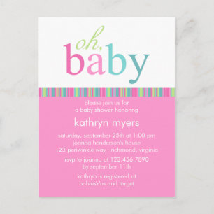 Candy Colours Pink • Baby Shower Invitation Postcard