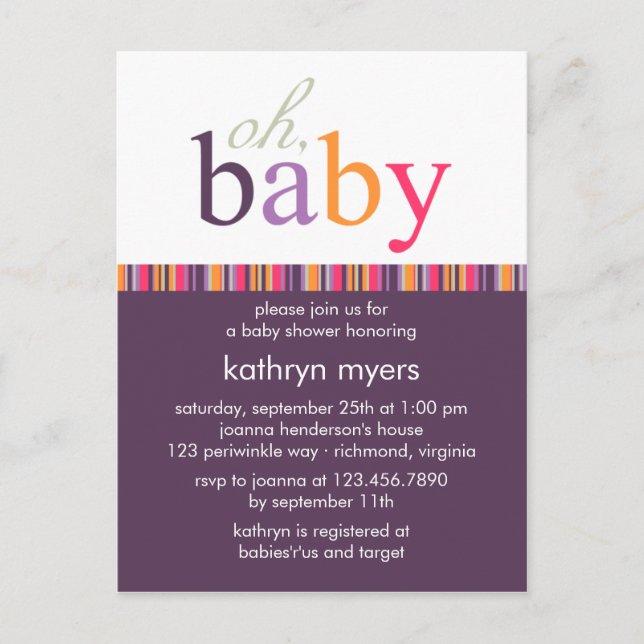Candy Colours Purple • Baby Shower Invitation (Front)
