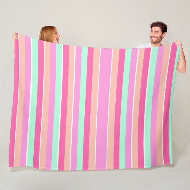 Candy Colours Stripes Fleece Blanket (In Situ)