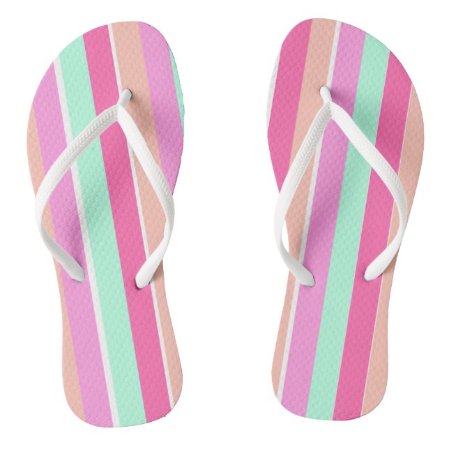 Candy Colours Stripes Flip Flops (Footbed)