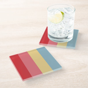 Candy Colours Vertical Striped Glass Coaster