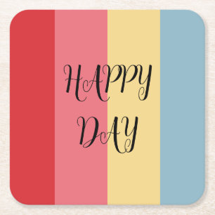 Candy Colours Vertical Striped Square Paper Coaster